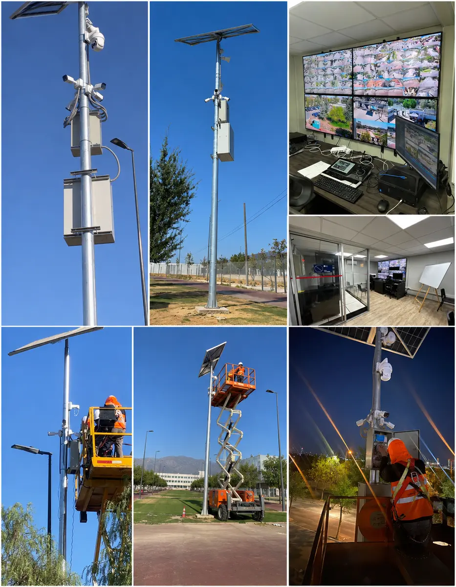 Postes solares con cámaras y radioenlaces en el Parque Estadio Nacional